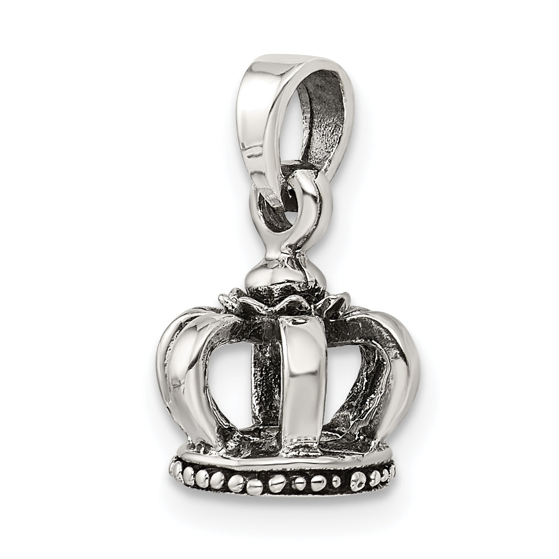 Sterling Silver Antiqued Crown Pendant