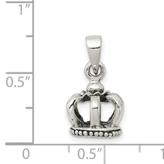 Sterling Silver Antiqued Crown Pendant