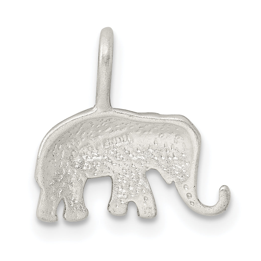 Sterling Silver Satin Diamond-cut Elephant Pendant