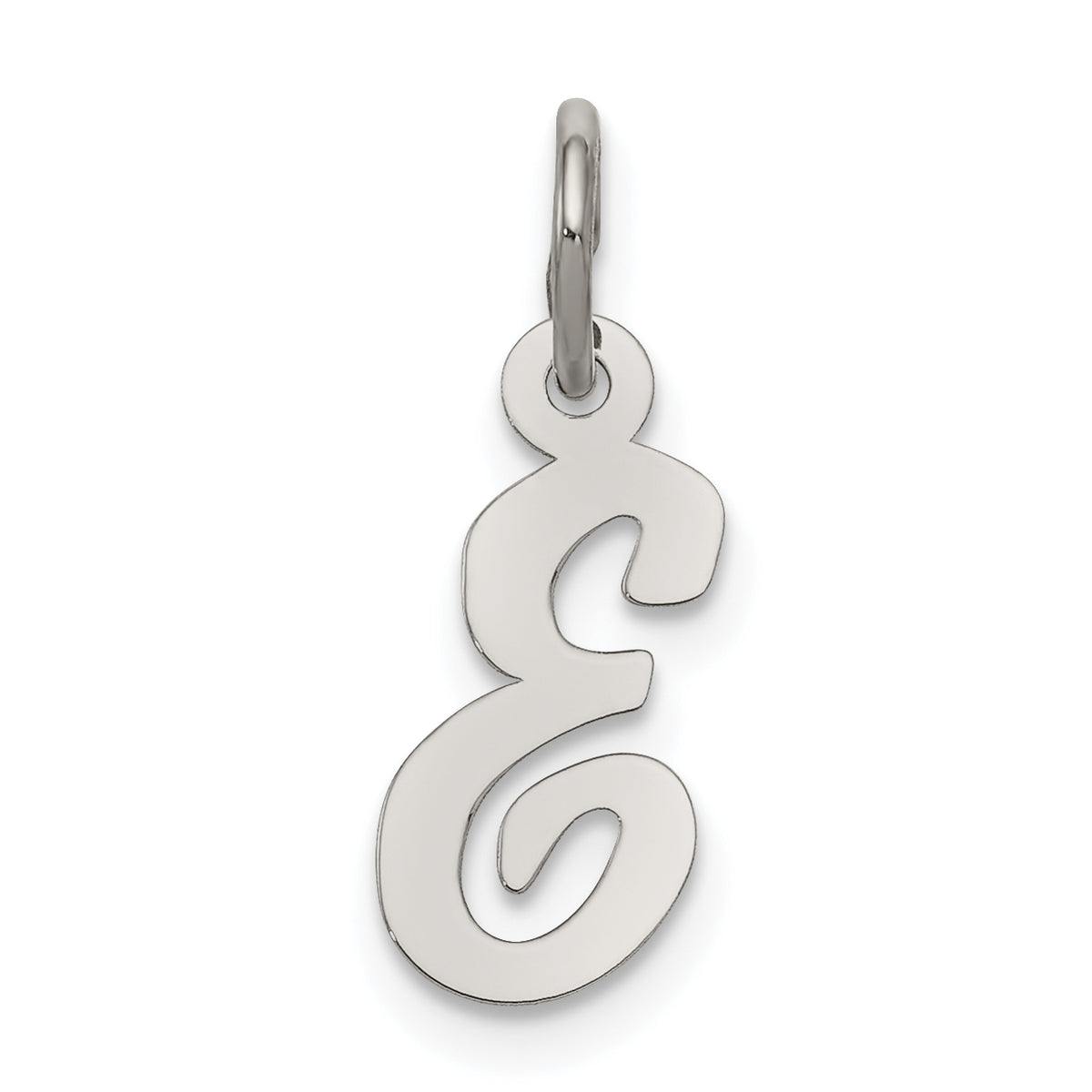 Sterling Silver Rhodium-plated Script Letter E Initial Charm