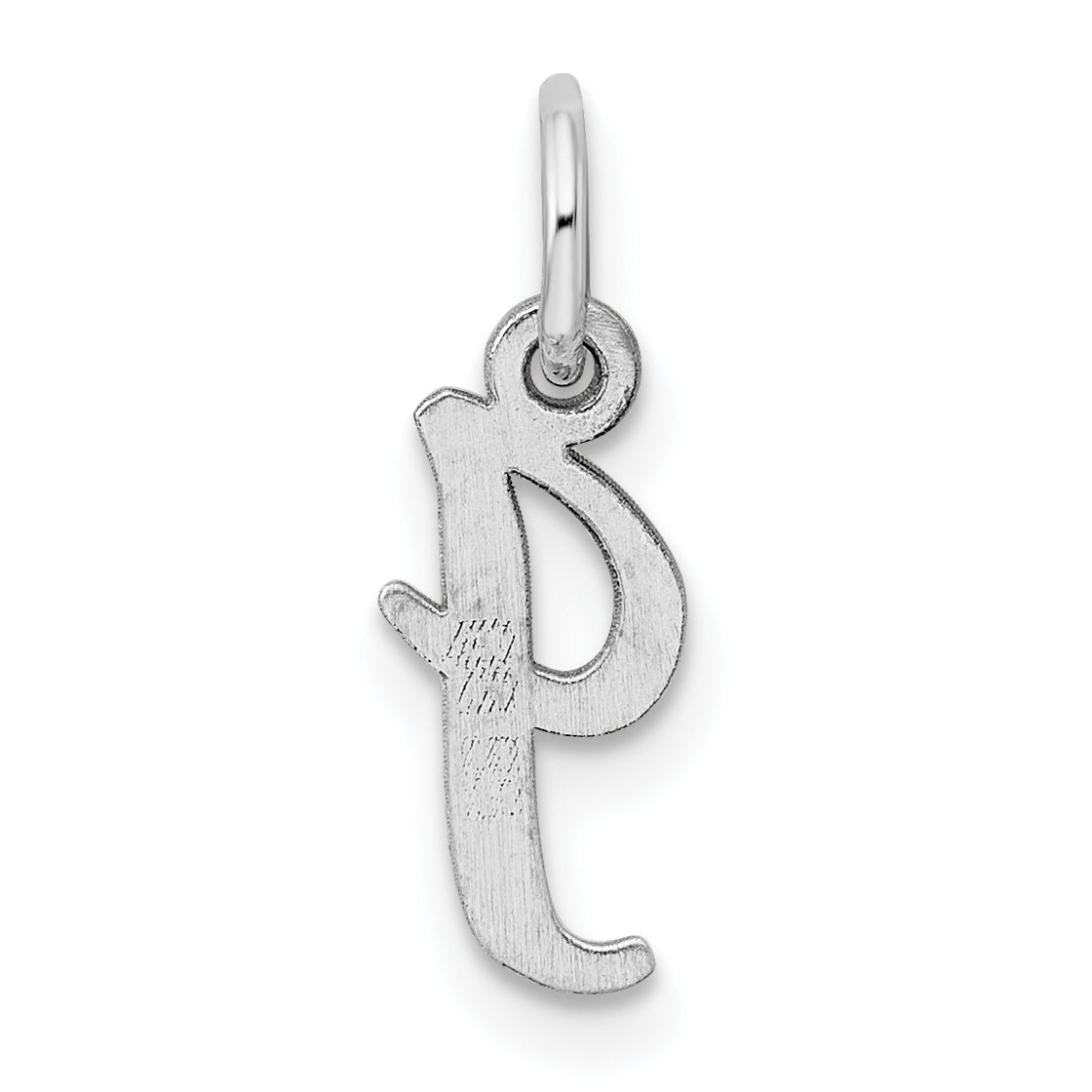 Sterling Silver Rhodium-plated Script Letter I Initial Charm