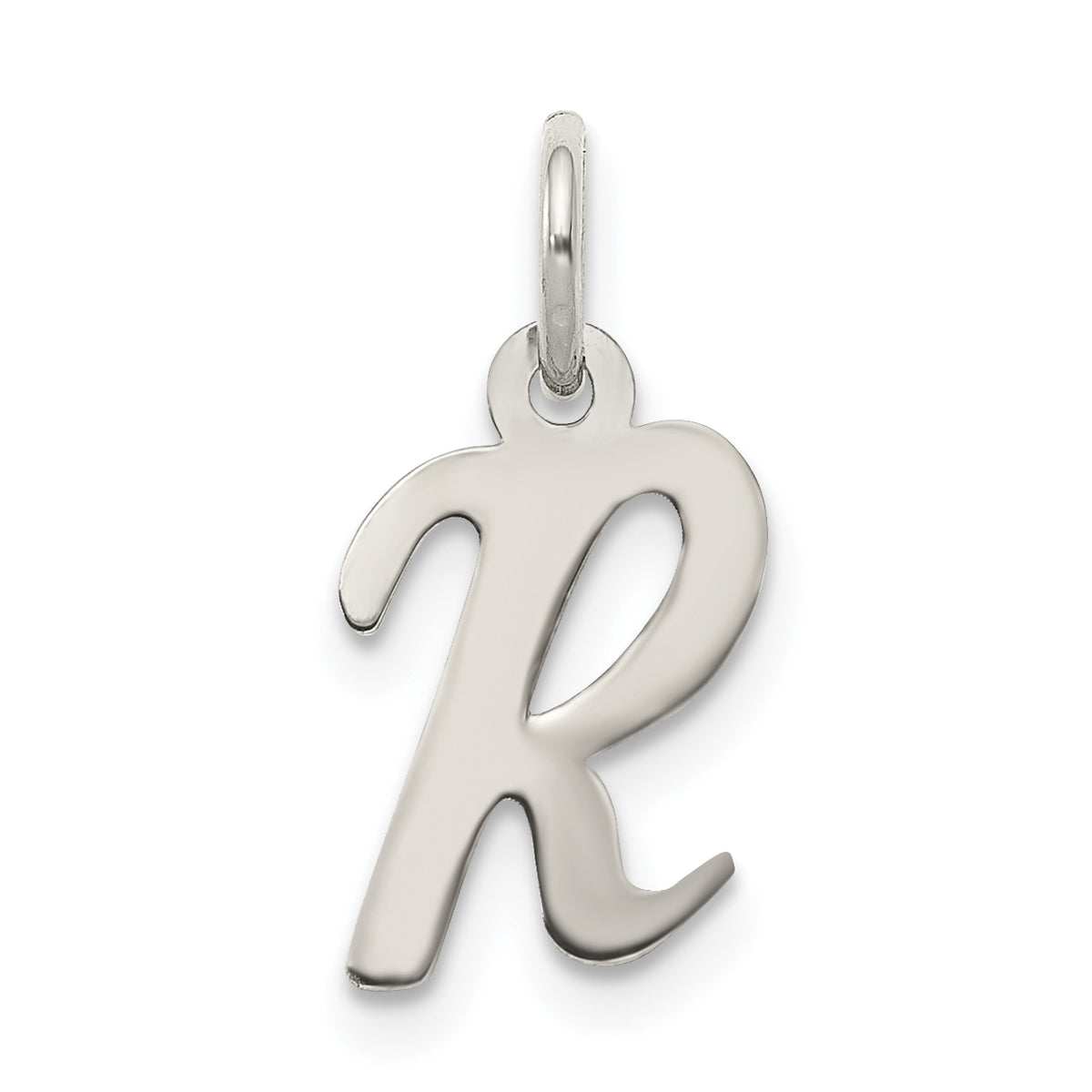 Sterling Silver Rhodium-plated Script Letter R Initial Charm