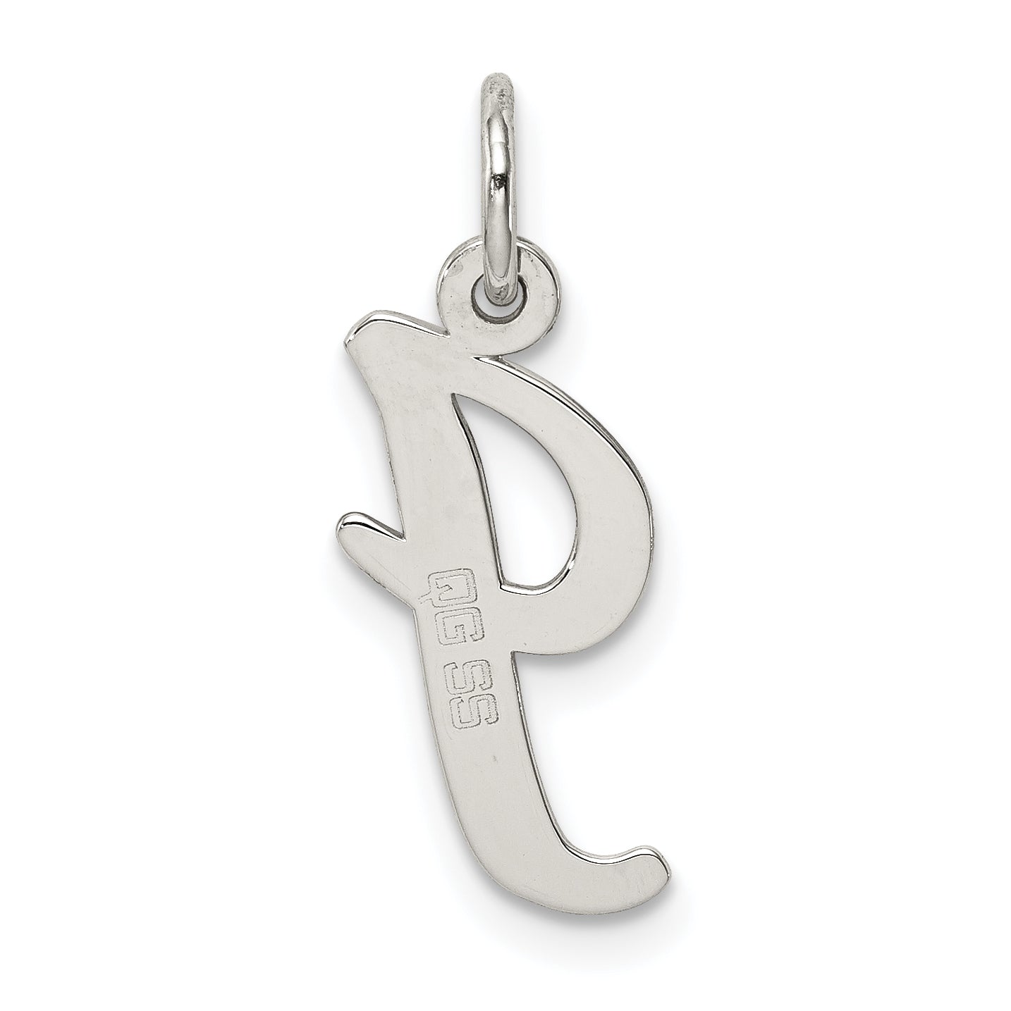 Sterling Silver 925 Script Initial Charm Rhodium-Plated Elegant Pendants