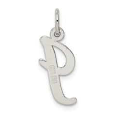 Sterling Silver 925 Script Initial Charm Rhodium-Plated Elegant Pendants