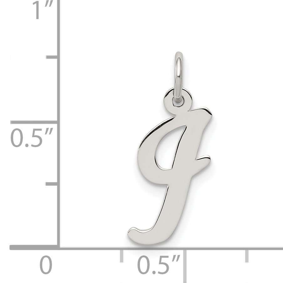 Sterling Silver 925 Script Initial Charm Rhodium-Plated Elegant Pendants