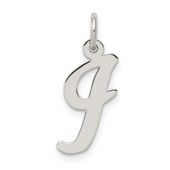 Sterling Silver Rhodium-plated Script Letter I Initial Charm