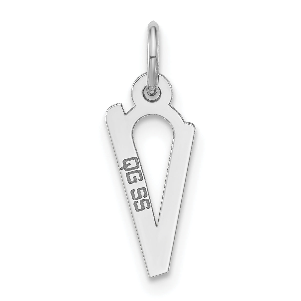 925 Sterling Silver Unisex Initial V Charm with Polished Finish