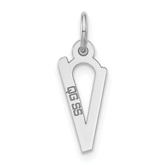 925 Sterling Silver Unisex Initial V Charm with Polished Finish