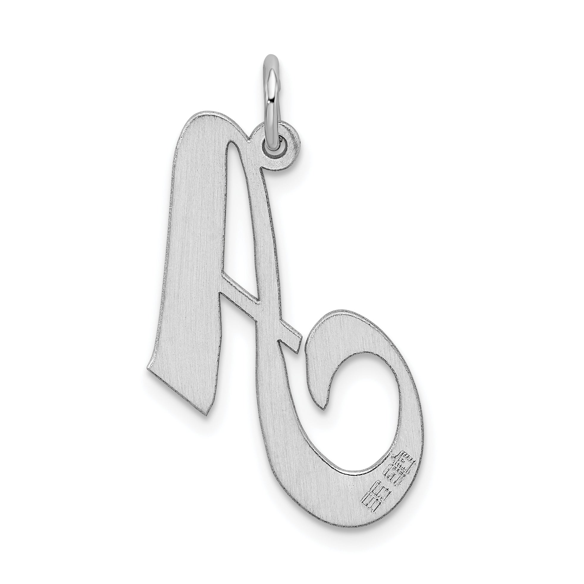Sterling Silver Rhodium-plated Fancy Script Letter A Initial Charm