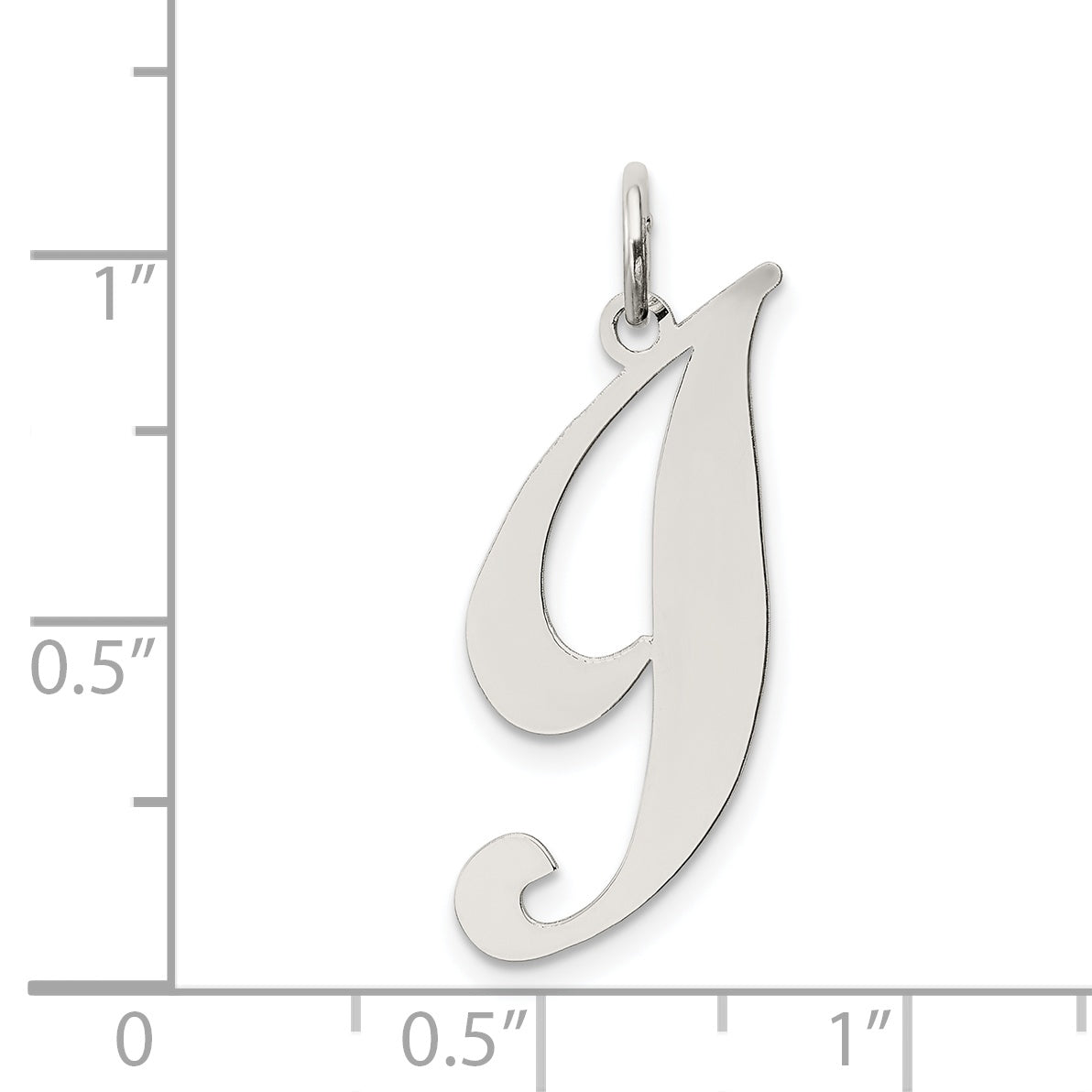Sterling Silver Rhodium-plated Fancy Script Letter I Initial Charm