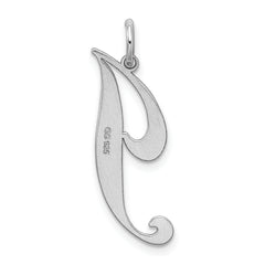 Sterling Silver Rhodium-Plated Script J Charm Elegant Large Pendant