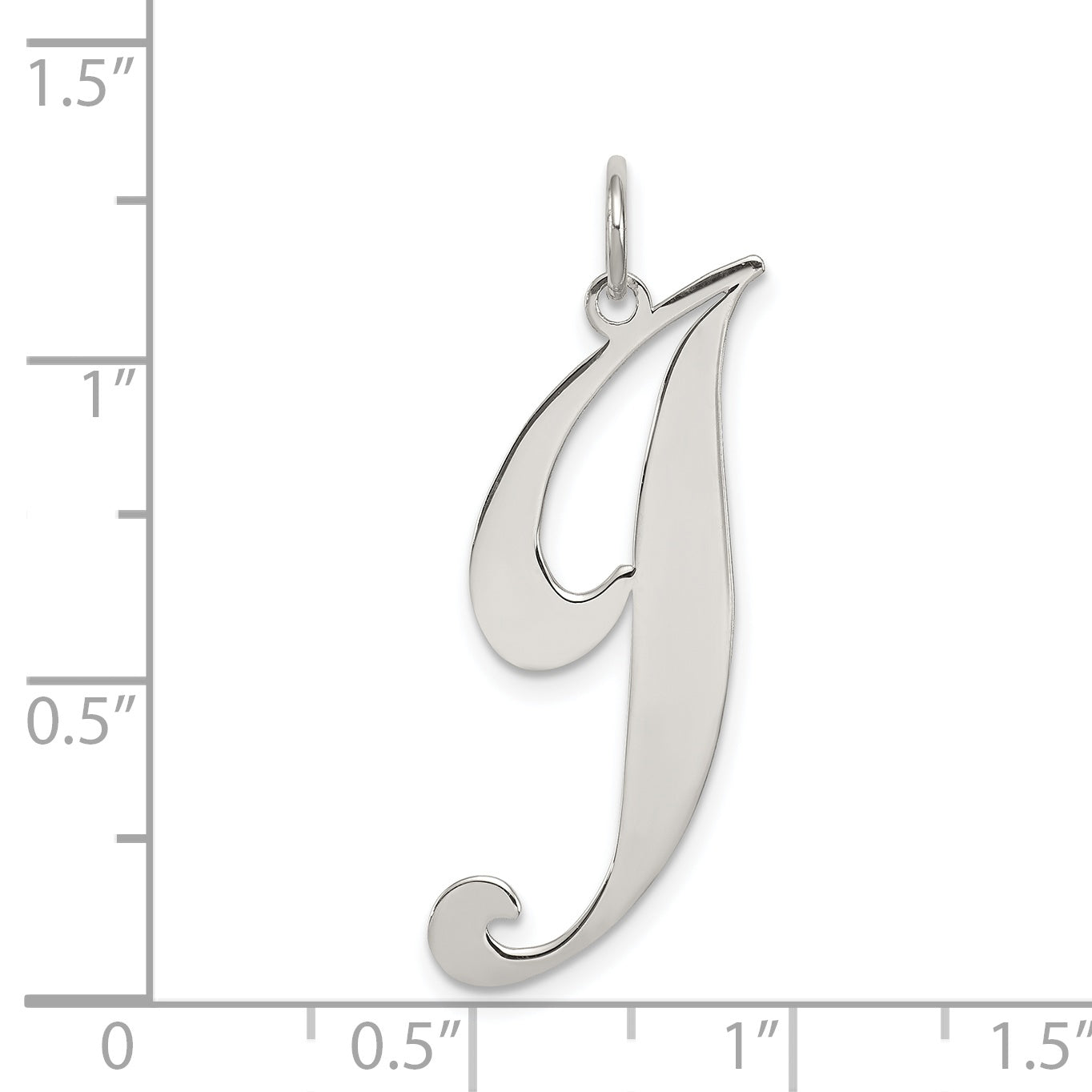 Sterling Silver Rhodium-Plated Script J Charm Elegant Large Pendant