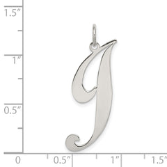 Sterling Silver Rhodium-Plated Script J Charm Elegant Large Pendant