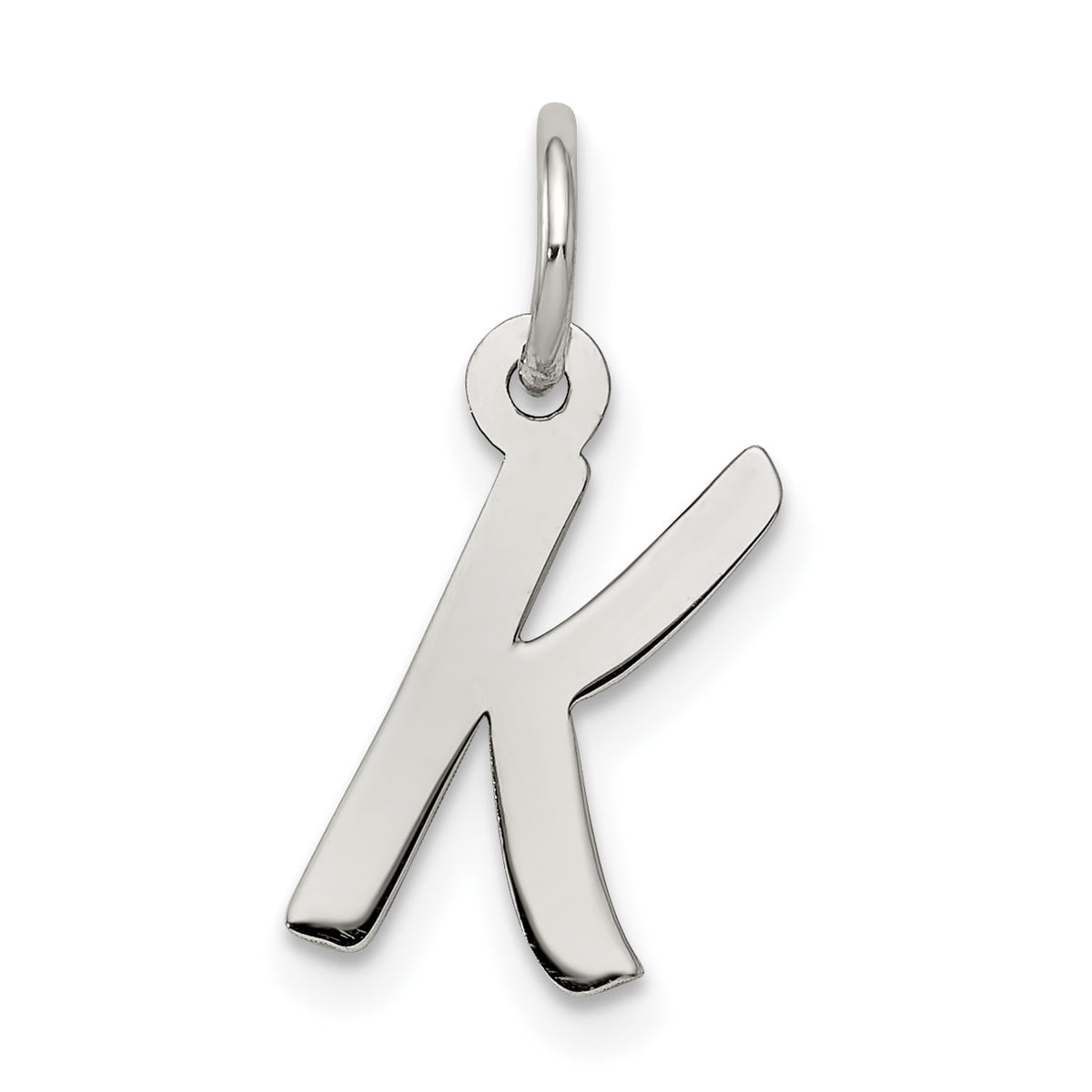 Sterling Silver Rhodium-plated Letter K Initial Charm