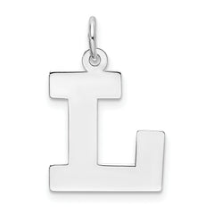 Sterling Silver Rhodium-plated Block Letter L Initial Charm