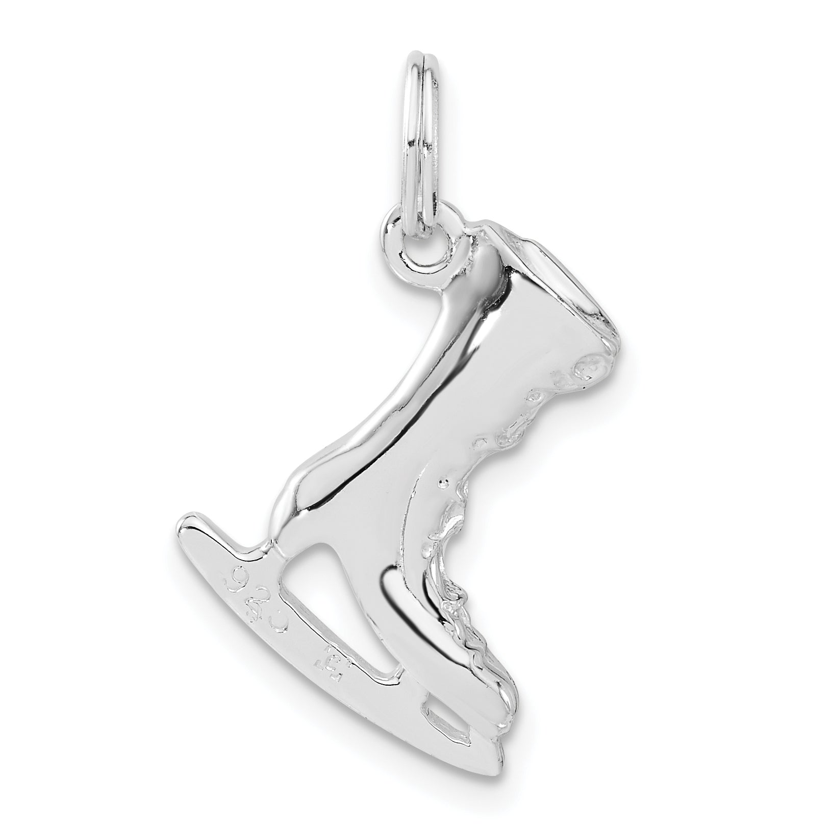 Sterling Silver 3-D Polished Ice Skate Charm