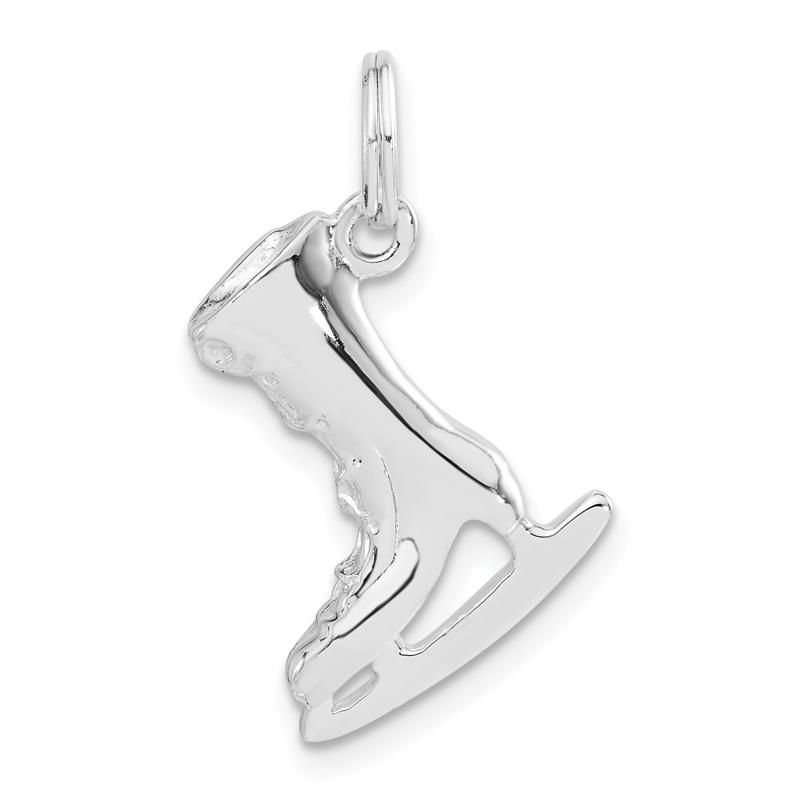 Sterling Silver 3-D Polished Ice Skate Charm