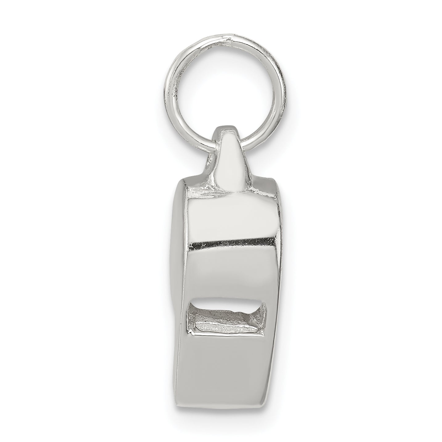 Sterling Silver 925 Polished Whistle Charm with Rhodium Plating