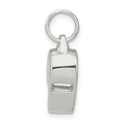 Sterling Silver 925 Polished Whistle Charm with Rhodium Plating