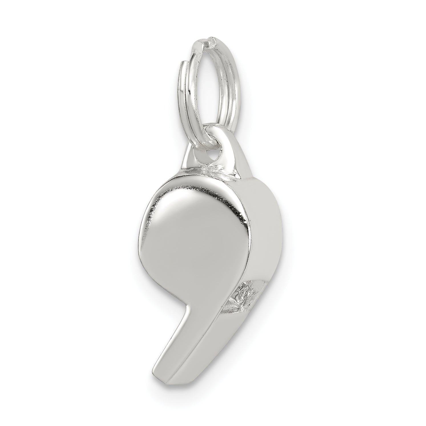 Sterling Silver 925 Polished Whistle Charm with Rhodium Plating