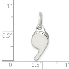 Sterling Silver 925 Polished Whistle Charm with Rhodium Plating