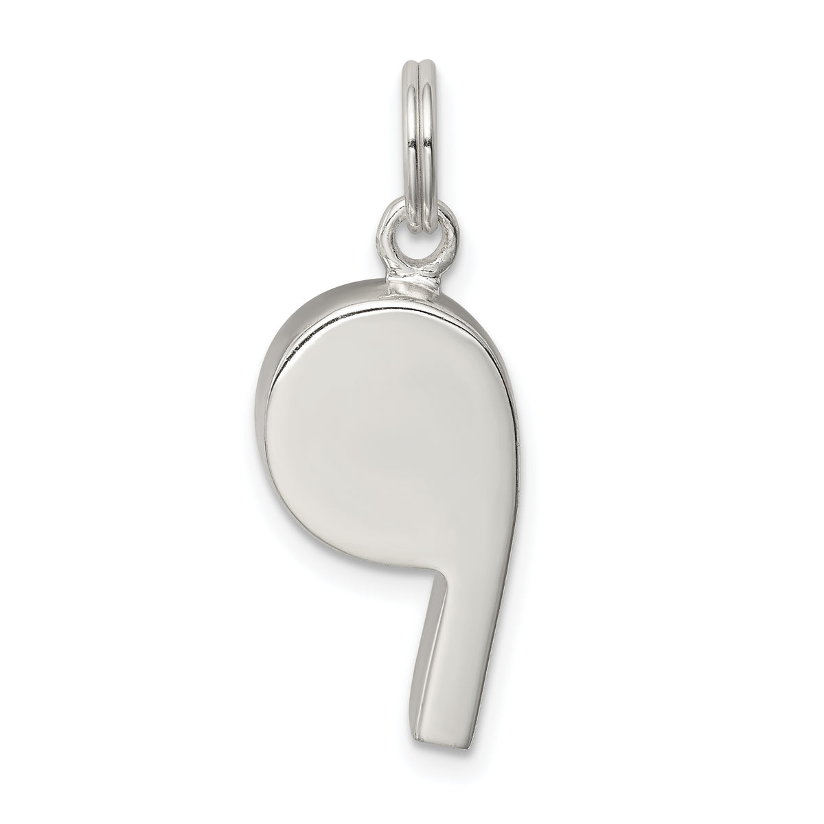 Sterling Silver Rhodium-plated Polished Whistle Charm