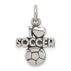 Sterling Silver Antique I (heart) Soccer Charm