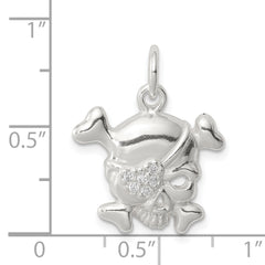 Sterling Silver CZ Skull Charm