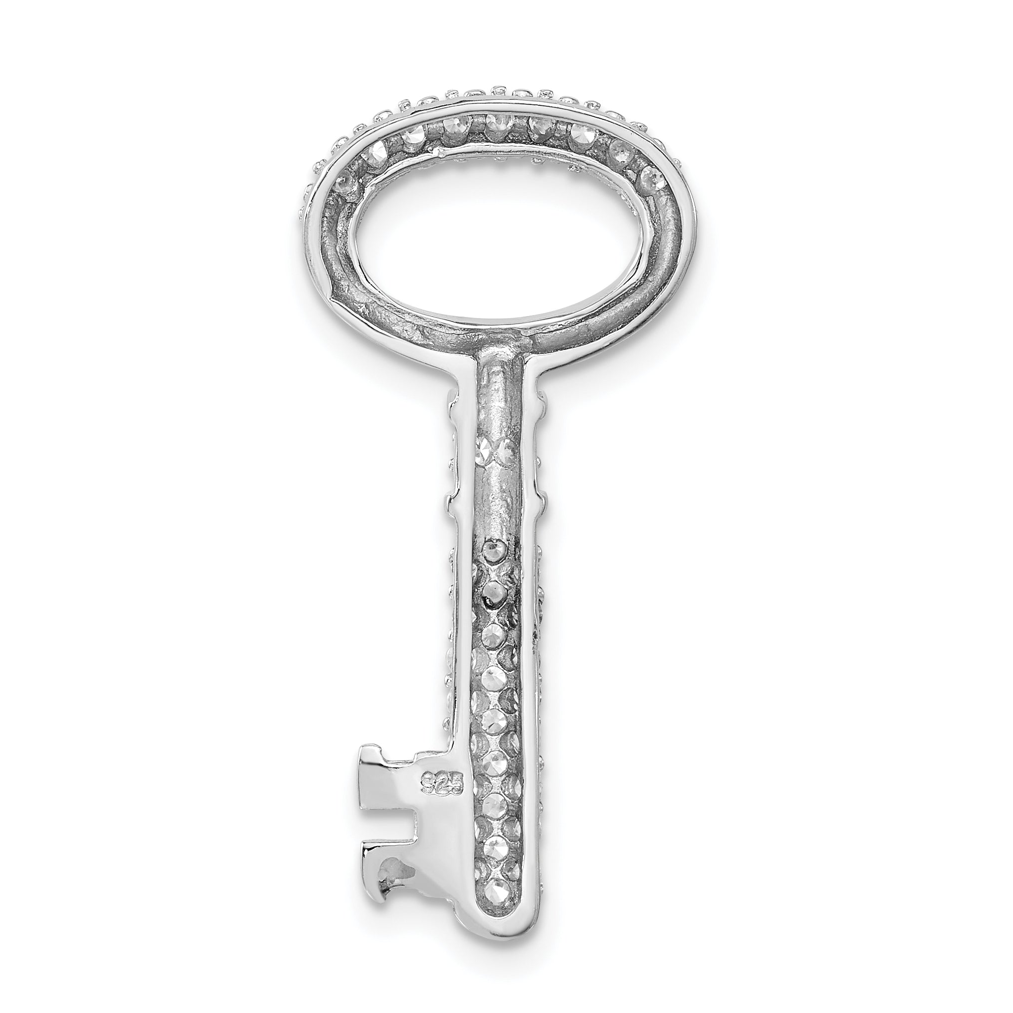 Sterling Silver 925 CZ Key Pendant Polished Women's Jewelry