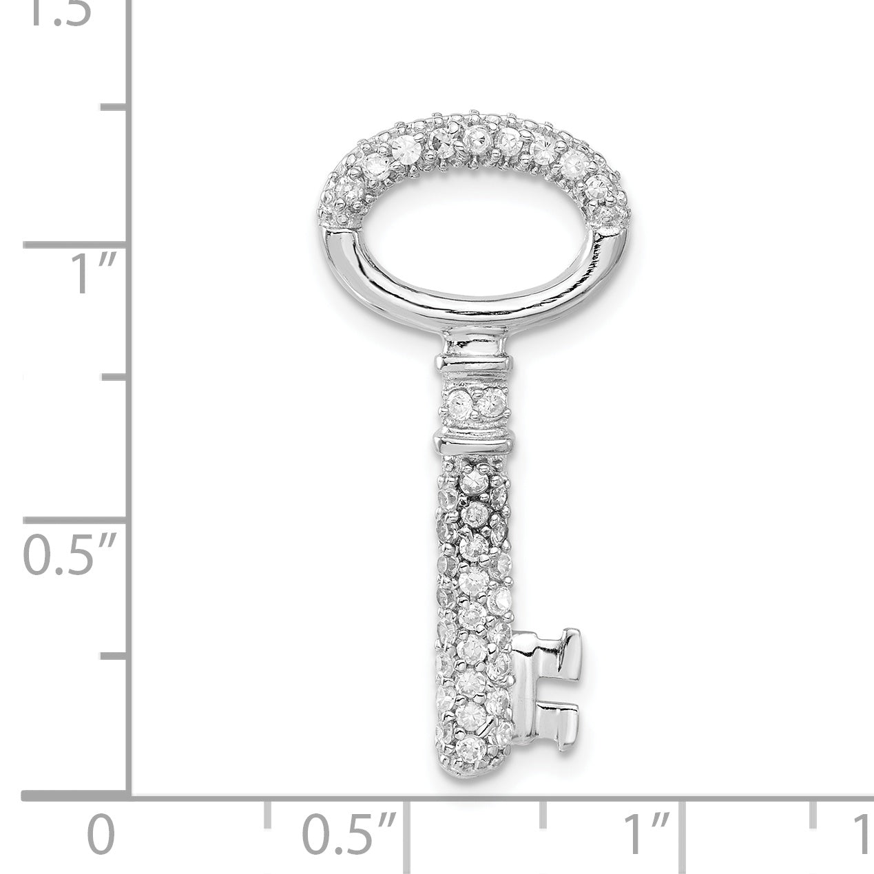 Sterling Silver 925 CZ Key Pendant Polished Women's Jewelry