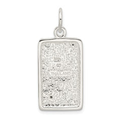 Sterling Silver CZ Polished Rectangle Charm