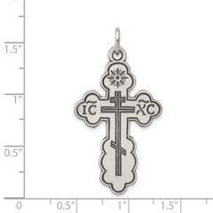 Sterling Silver 925 Orthodox Cross Pendant with Polished Antique Finish