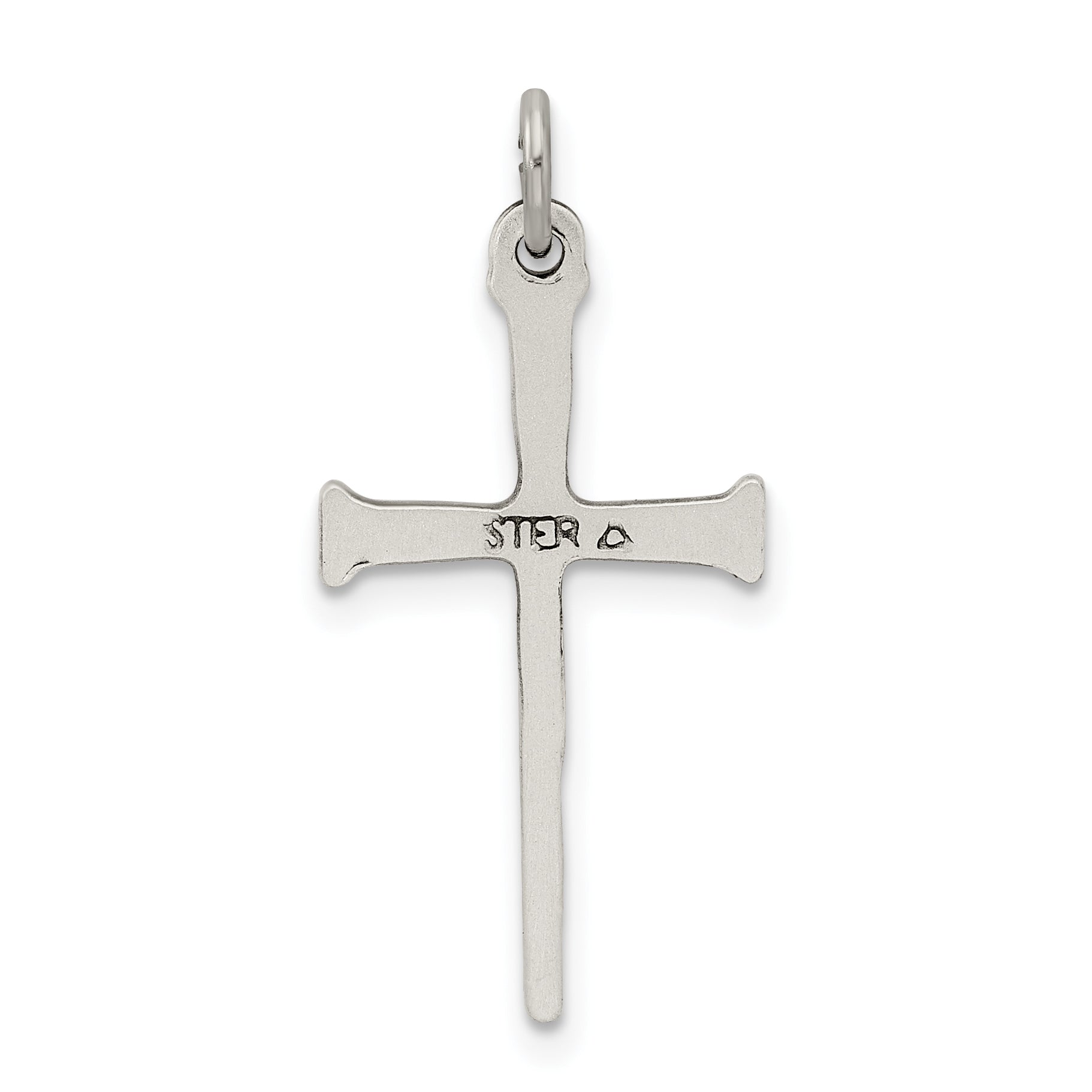 Sterling Silver 925 Polished Nail Cross Pendant Vintage Charm