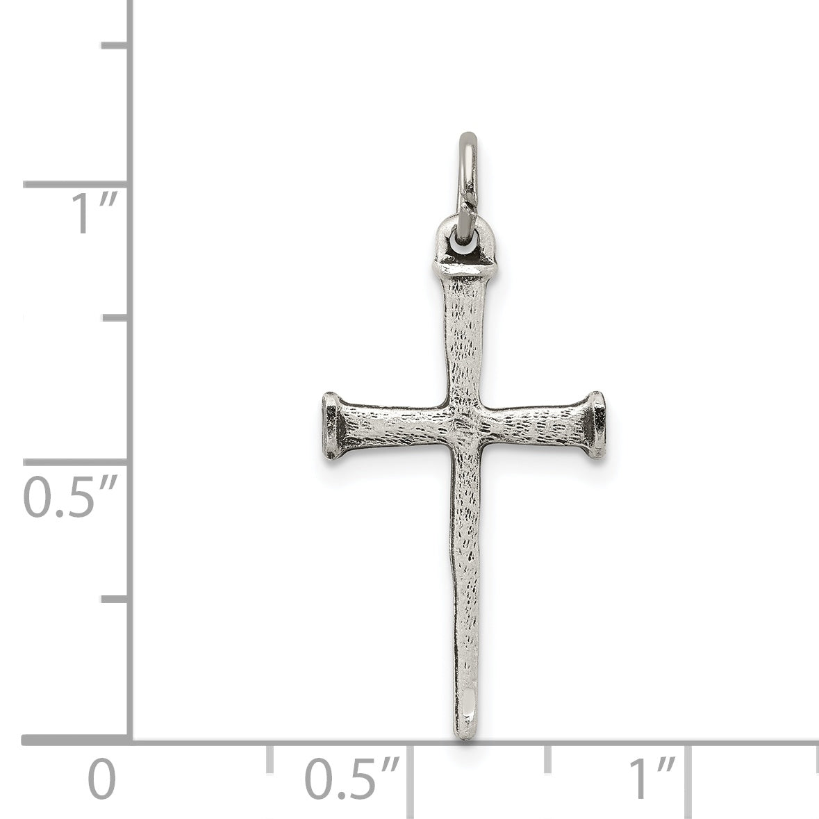 Sterling Silver 925 Polished Nail Cross Pendant Vintage Charm