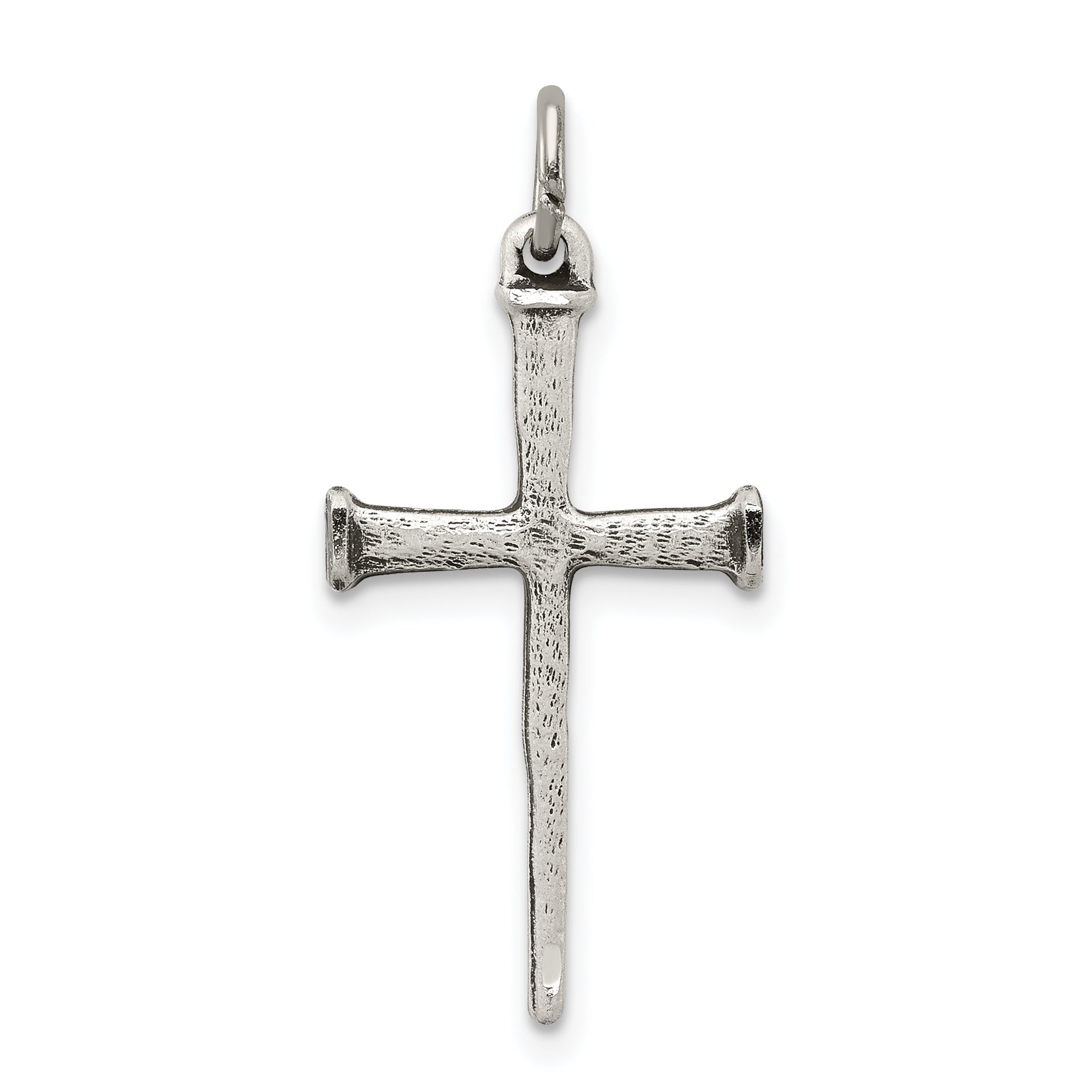 Sterling Silver Antiqued Nail Cross Pendant