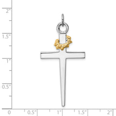 Sterling Silver & 18K Gold-Plated Cross Pendant with Polished Finish