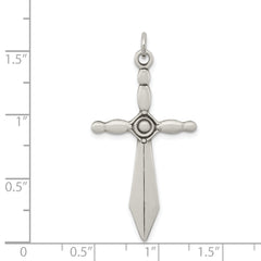 Sterling Silver 925 Polished Sword Cross Pendant Elegant Die Struck Design