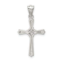 Sterling Silver Rhodium-plated CZ Cross Pendant