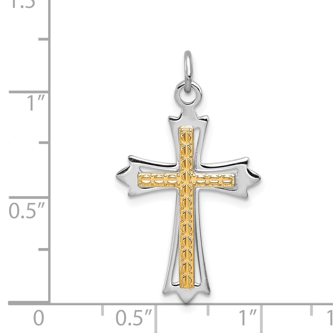 Sterling Silver Rhodium-plated & Gold-plated Cross Pendant