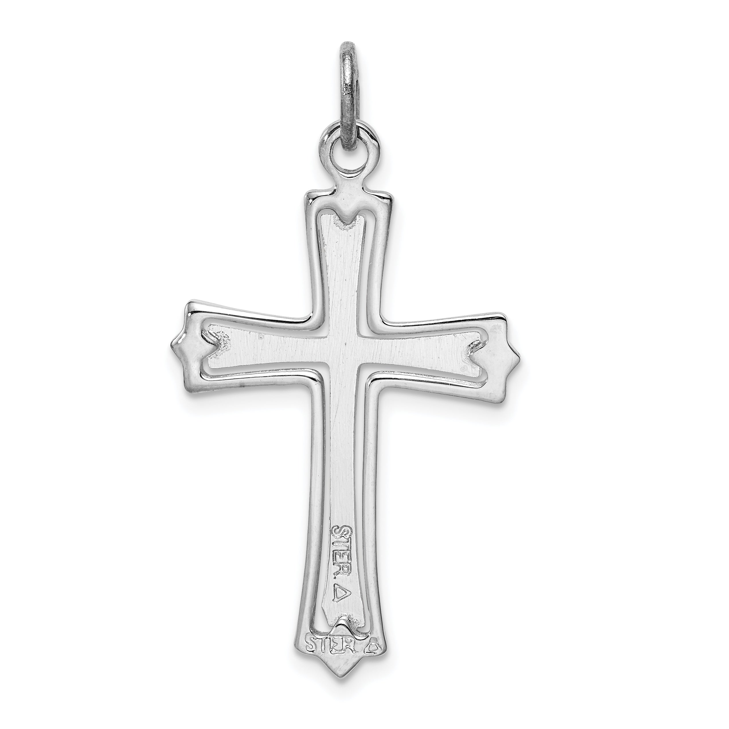 Sterling Silver Rhodium-plated & Gold-plated Cross Pendant