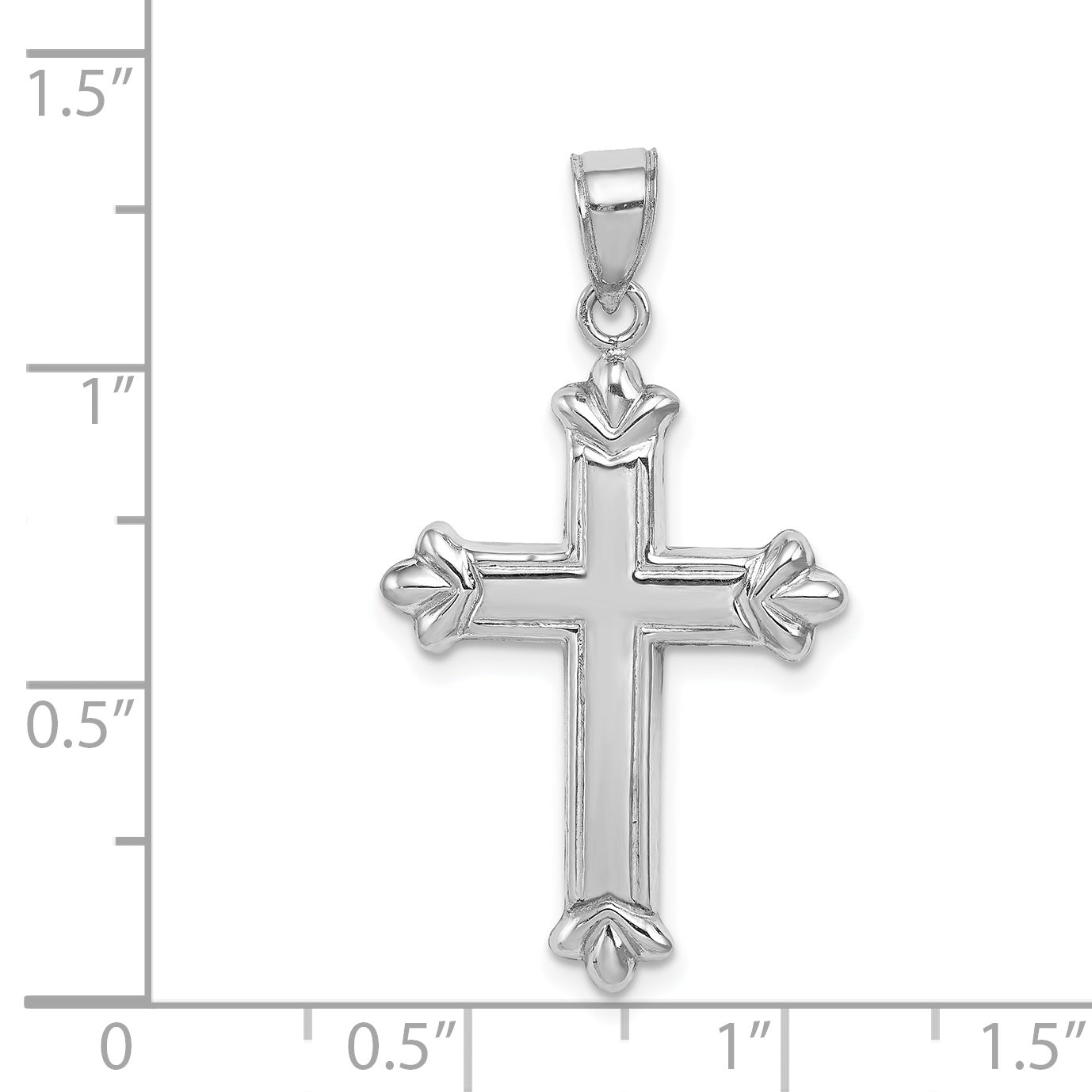 Sterling Silver 925 Polished Fleur-de-lis Cross Pendant 3D Design