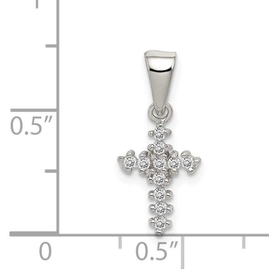 Sophia Jewelers Sterling Silver CZ Cross Pendant for Children