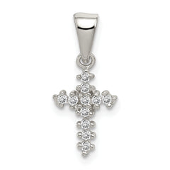 Sterling Silver Rhodium-plated CZ Cross Pendant