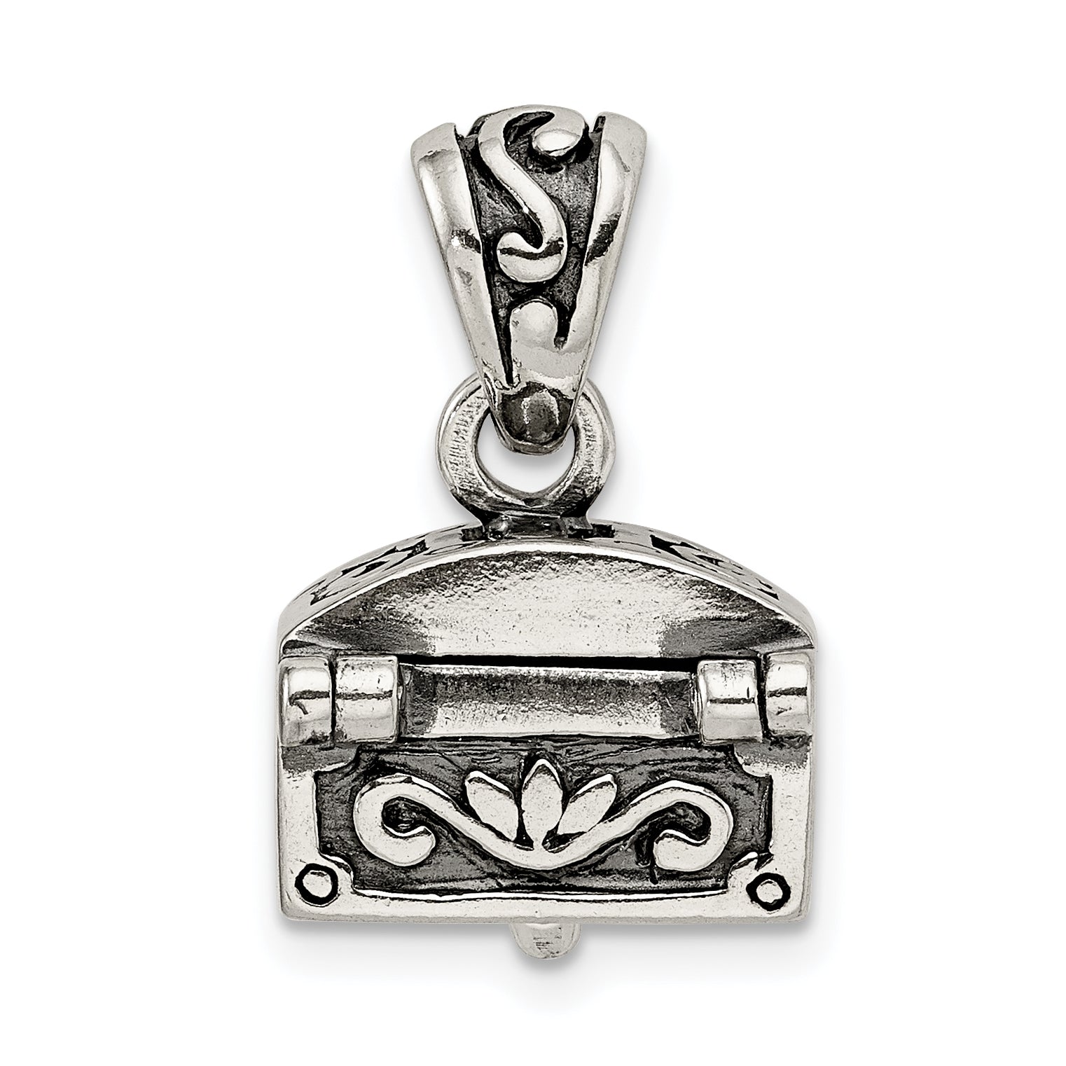 Sophia Jewelers 925 Sterling Silver Antiqued Chest Pendant with Opening Feature