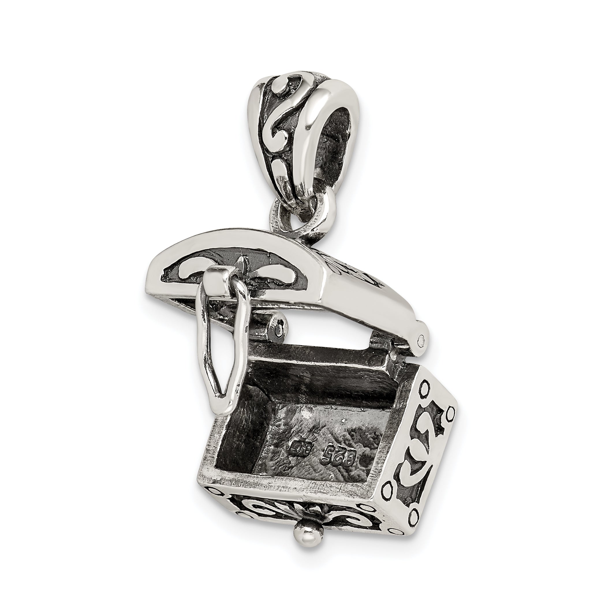 Sophia Jewelers 925 Sterling Silver Antiqued Chest Pendant with Opening Feature