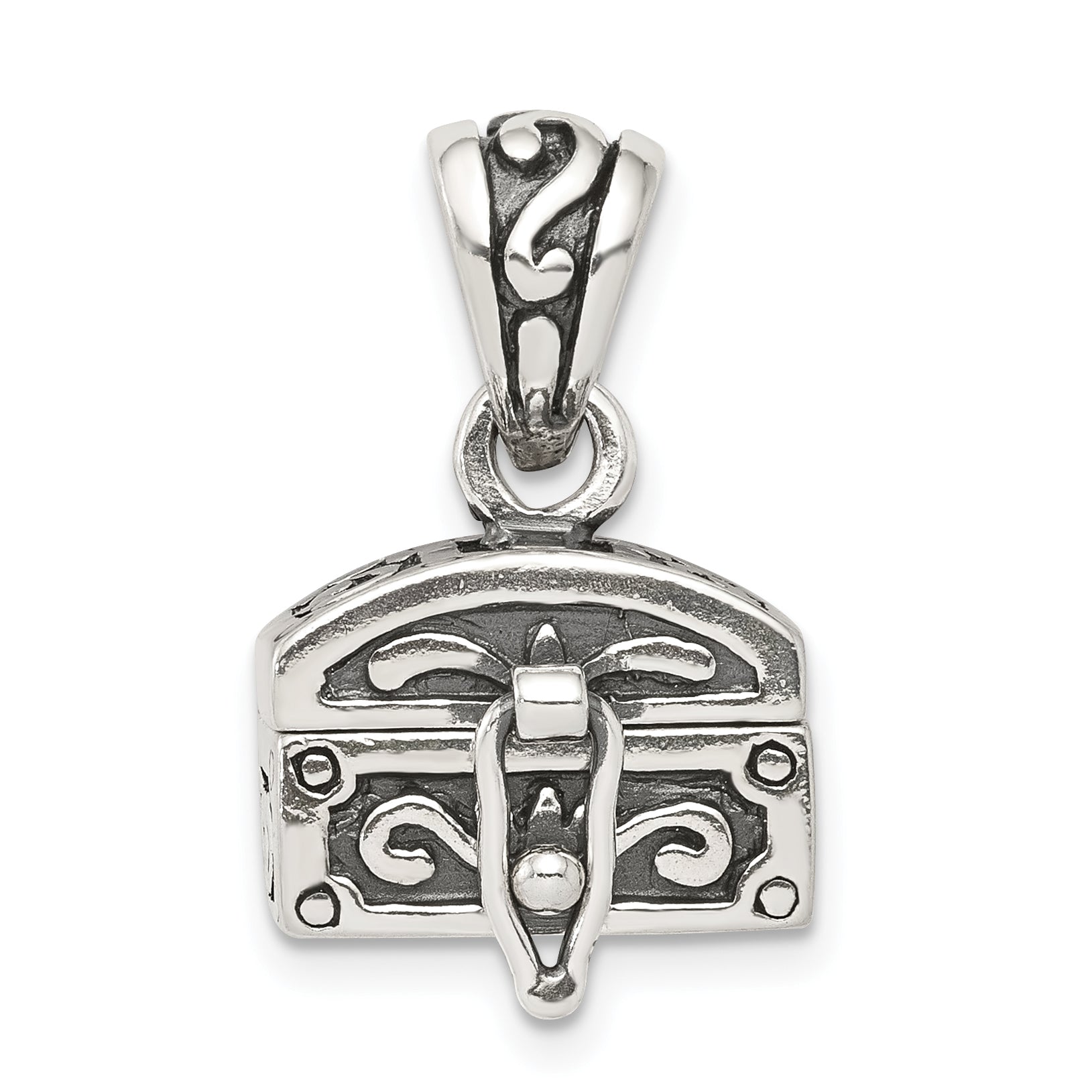 Sophia Jewelers 925 Sterling Silver Antiqued Chest Pendant with Opening Feature