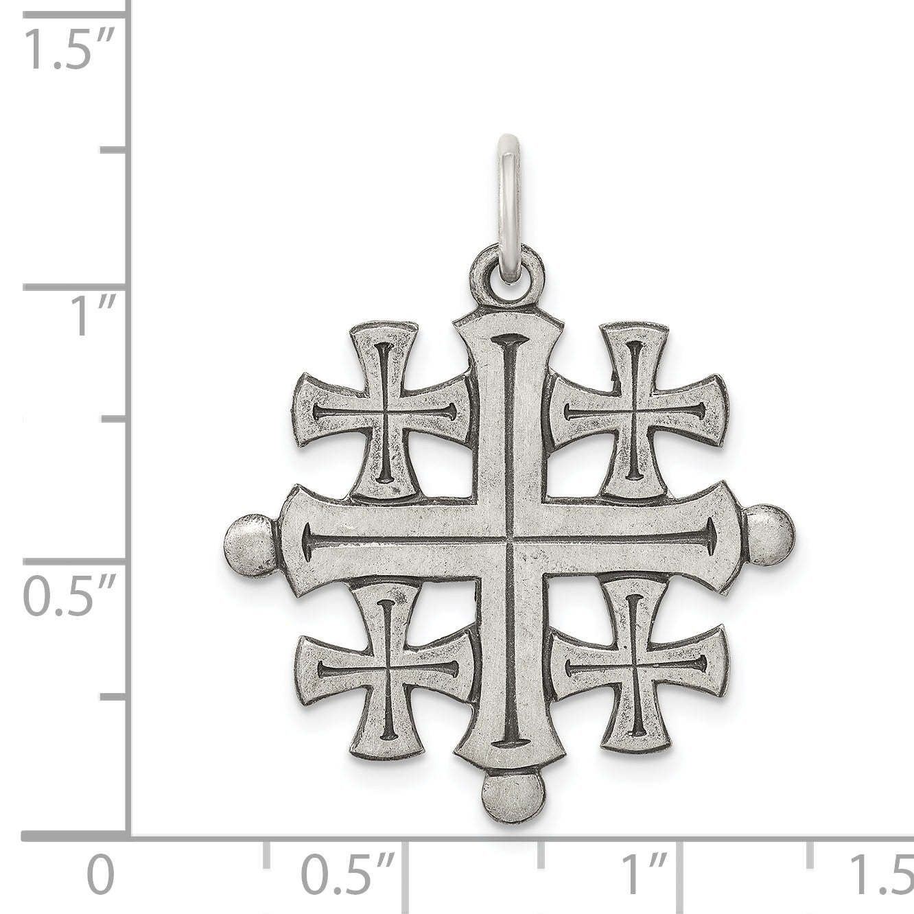 Sterling Silver Antiqued Jerusalem Cross Pendant