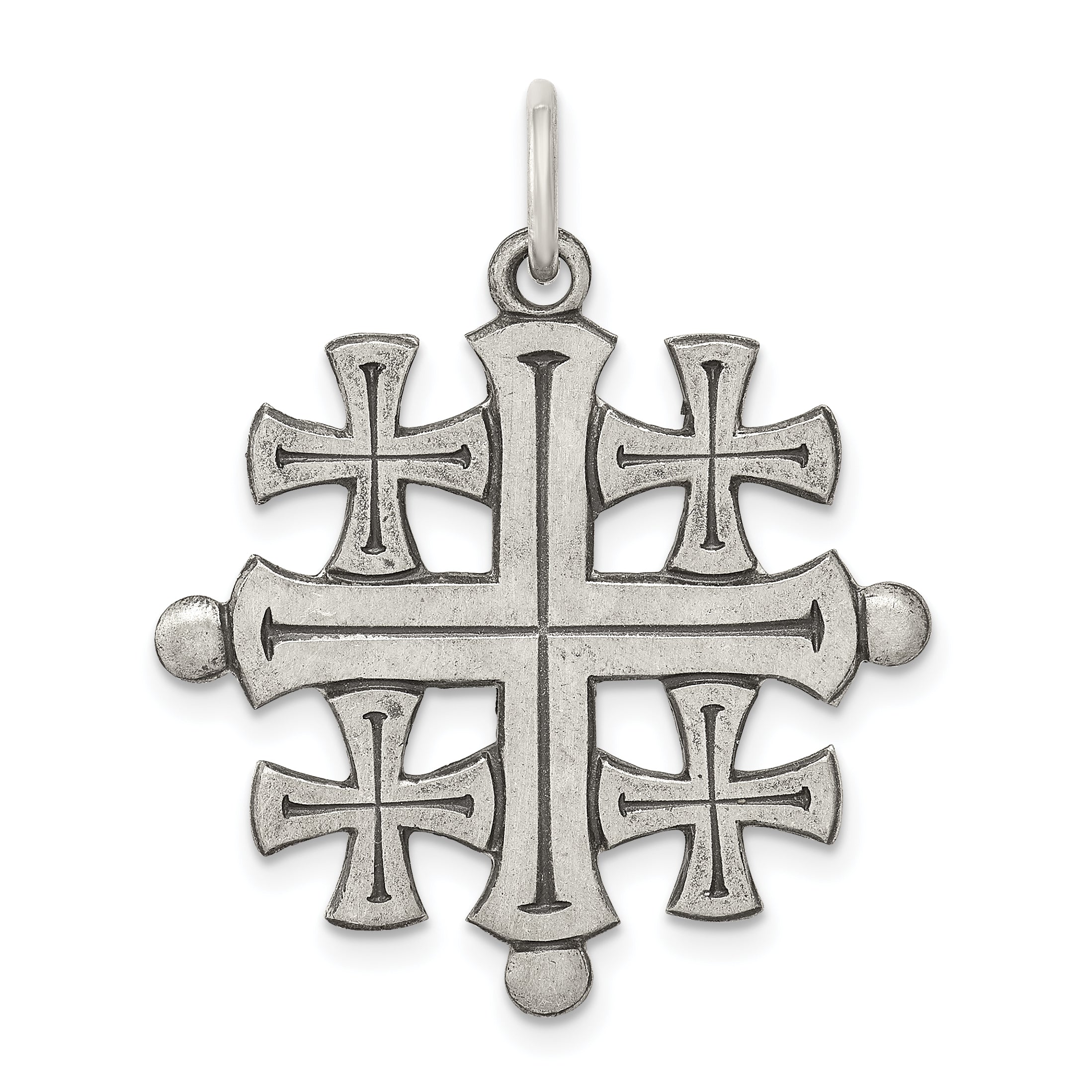 Sterling Silver Antiqued Jerusalem Cross Pendant