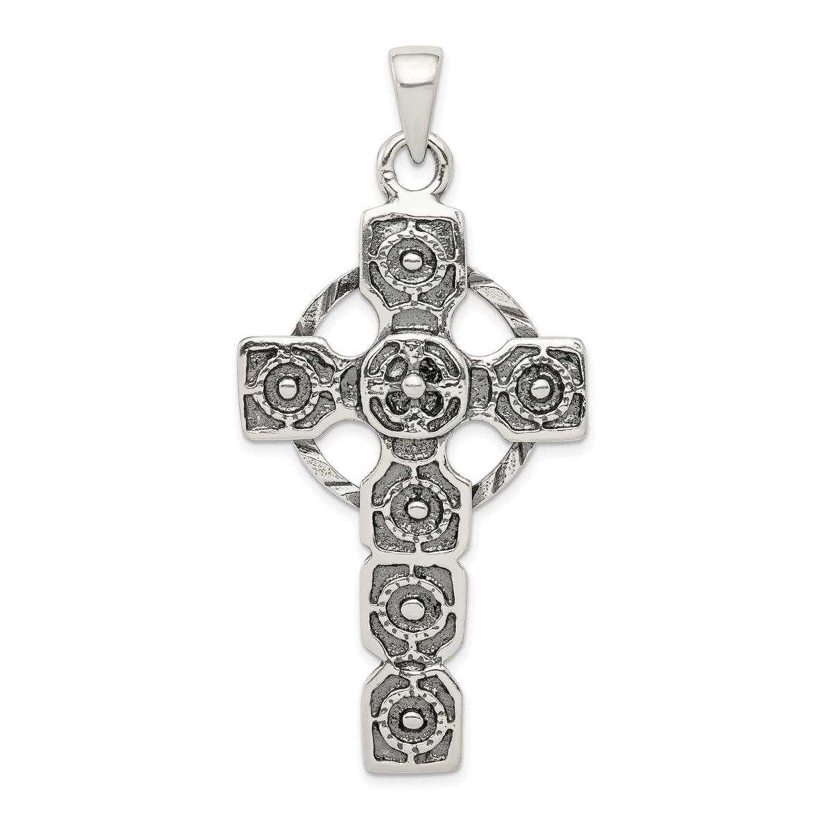 Sterling Silver Antiqued Celtic Cross Pendant