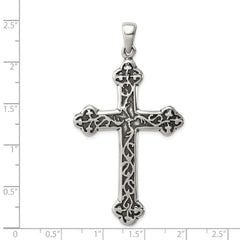 Sterling Silver 925 Thorn Cross Pendant with Antiqued Polished Finish